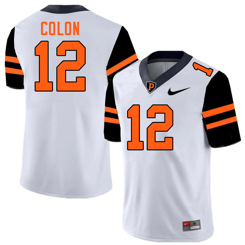 Princeton Tigers #12 Kai Colon College Football Jerseys,Uniforms Stitched-White